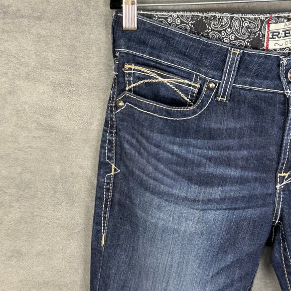 Ariat Jeans Womens 31R Blue Mid Rise Whipstitch Bootcut Country Western Rodeo - Picture 3 of 14